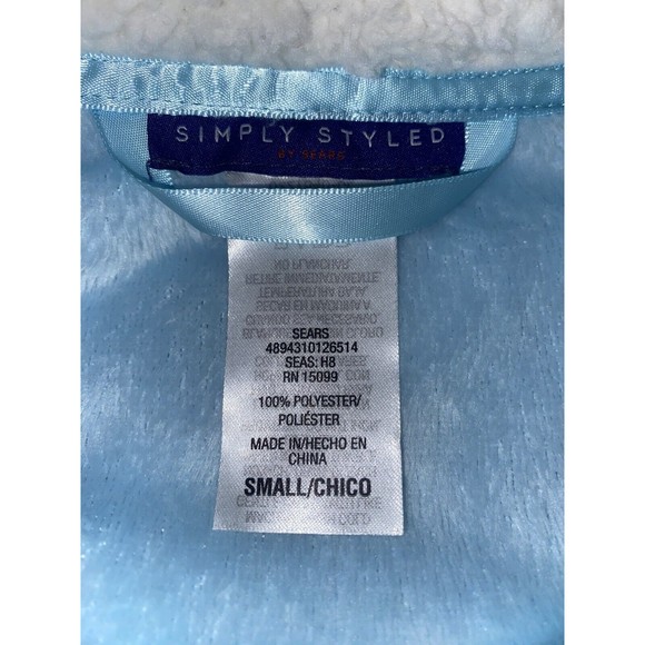 Women's Plush Long Sleeve Blue Robe Size Small Simply Styled Cozy Warm Soft - Picture 6 of 6